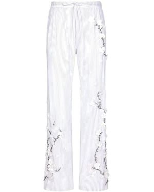 Dolce & Gabbana Floral-Appliqué Cotton Trousers - White