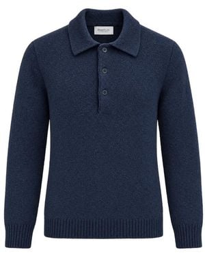 Diana Studio Bouclé Button-Up Polo Shirt - Blue