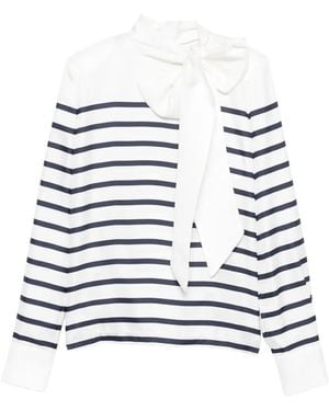 Franchise Stripe Bow Blouse - White