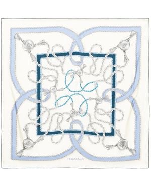 Ferragamo Sciarpa Con Stampa Grafica - Blu