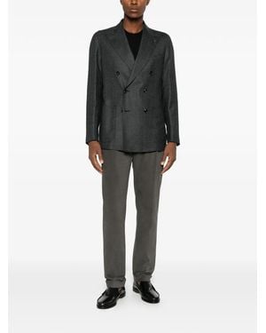 Berwich Retro Long Pleated Straight-Leg Trousers - Black
