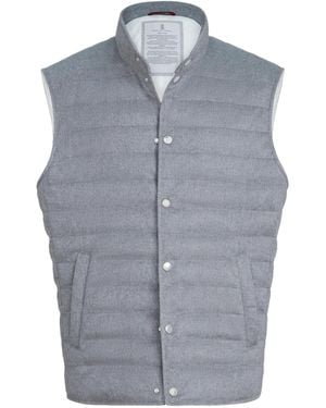 Brunello Cucinelli Daunenweste Mit Flanell-Struktur - Blau