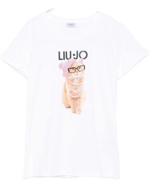 Liu Jo Cat-print T-shirt - Blanco