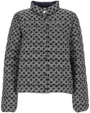 Marella Geometric-Print Quilted Jacket - Gray