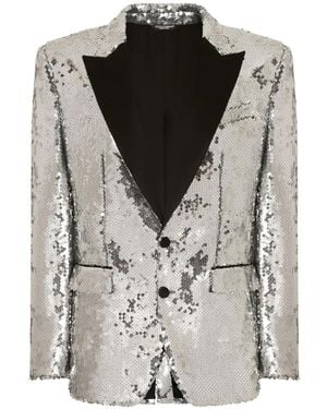 Dolce & Gabbana Sicilia Sequined Single-Breasted Tuxedo Jacket - Gray