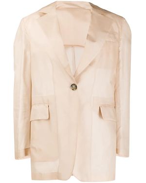 MSGM Single-Breasted Boxy Jacket - Natural