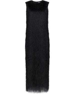 Loulou de Saison Tiwa Midikleid Mit Fransen - Schwarz