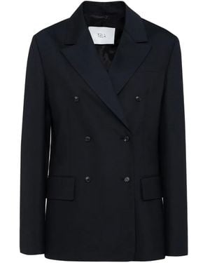 Tela Double-Breasted Blazer - Black