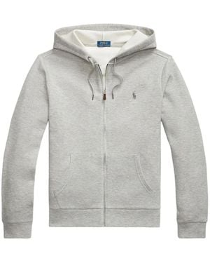 Polo Ralph Lauren Logo-Embroidered Zip-Up Hoodie - Grey
