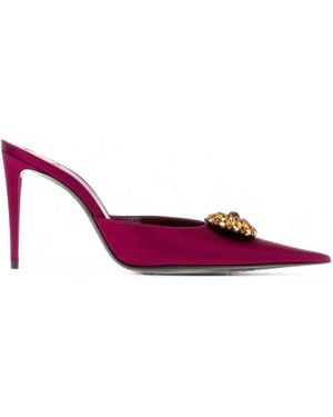 Saint Laurent Thierry Crystal-Embellished Heeled Mules - Pink