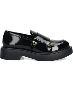 Love Moschino Heart-Detail Loafers - Black
