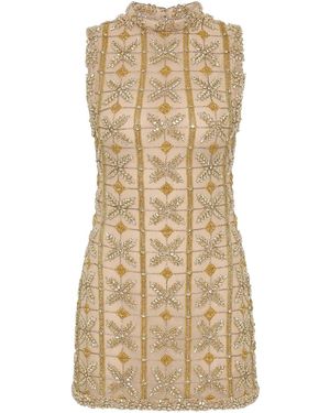 Rachel Gilbert Iris Beaded Mini Dress - Natural
