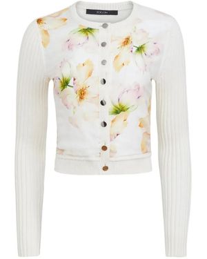 Toccin Gerippter Miriam Cardigan Mit Blumen-Print - Weiß