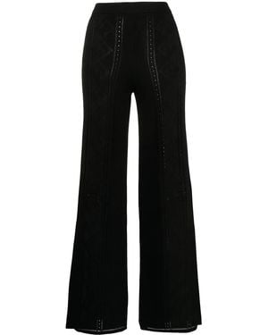 Marine Serre Crescent Moon-Pattern Wide-Leg Trousers - Black