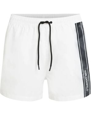 Karl Lagerfeld Side-stripe swim shorts - Weiß