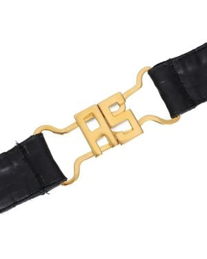 Amir Slama Logo-Plaque Leather Belt - Metallic