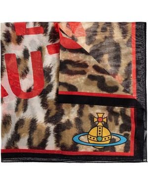 Vivienne Westwood Orb Animal-Print Scarf - Red