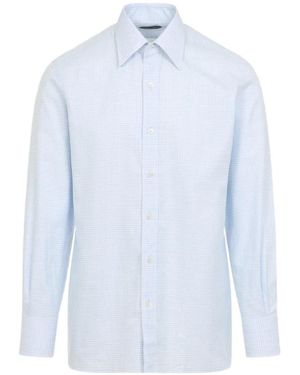 Tom Ford Check Cotton Shirt - Blue
