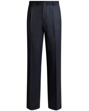 Etro Wool-Blend Flannel Pants With Crease Detail - Blue