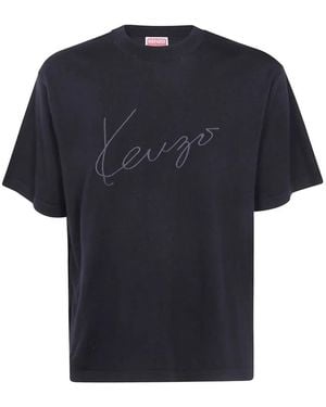 KENZO Logo-Embroidered T-Shirt - Blue