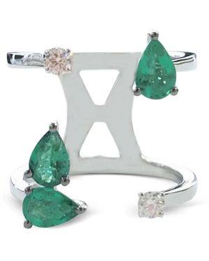 Stefere 18K Emerald And Diamond Ring - Blue