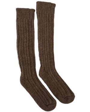 Dolce & Gabbana Ribbed-Knit Socks - Brown