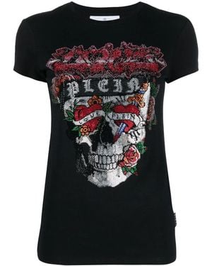 Philipp Plein Rhinestone-Embellished Short-Sleeve T-Shirt - Black