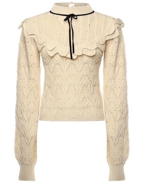 For Love & Lemons Lelia Ruffled Tie Jumper - Natural