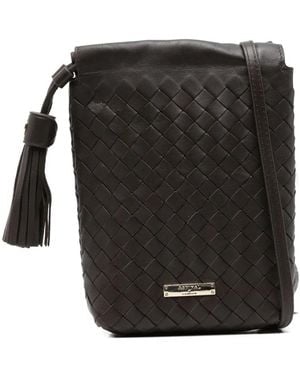Aspinal of London Hudson Woven Mini Crossbody Bag - Black