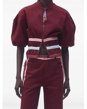 Hellessy Zora Puffed-Sleeve Zip-Up Jacket - Red