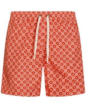 Altea Geometric-Print Drawstring Swim Shorts - Red
