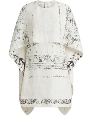 Alberta Ferretti Cape-Detail Printed Mini Dress - White