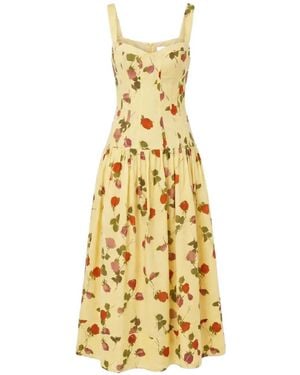 Nicholas Floral-Print Corset Midi Dress - Metallic