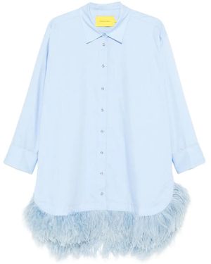 Marques'Almeida Feather Trim Dress - Blue