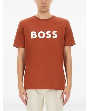 BOSS T-Shirt mit Logo-Print - Orange