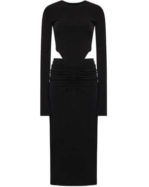 ANDAMANE Heloise Cut-Out Ruched Midi Dress - Black