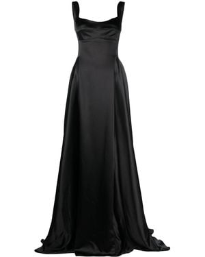 Atu Body Couture V-Back Satin Gown - Black