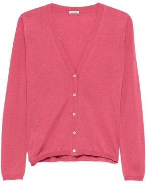 Miu Miu V-Neck Button-Up Cardigan - Pink