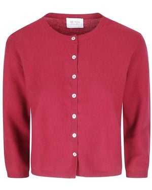 Be You Button-Up Cashmere Cardigan - Red