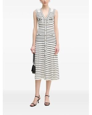 GAUDI Pockets Striped Button Midi Dress - White
