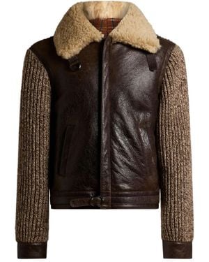 Etro Shearling Knit-Sleeve Jacket - Black