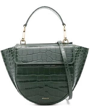 Wandler Borsa Tote Hortensia Mini A Mezza Luna Con Effetto Coccodrillo - Verde
