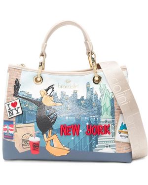 Braccialini X Looney Tunes Cartoline Lt Cartoon Tote Bag - Blue