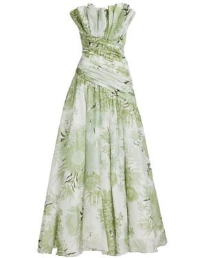 Aje. Reflector Gown Floral-Print Maxi Cotton Dress - Green
