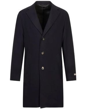 Canali Single-Breasted Notched-Lapels Coat - Blue