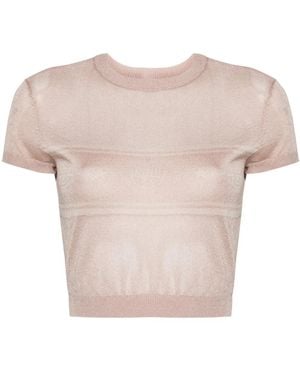 Chiara Ferragni Eyelike-Motif Metallic Cropped Jumper - Pink