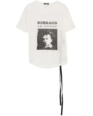 Ann Demeulemeester Graphic-Print Tie-Detail T-Shirt - White