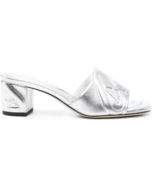 McQueen Metallic Leather Heel Sandals