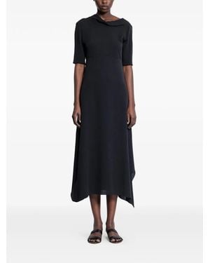 The Row Faded Cowl Midi Dress - Black