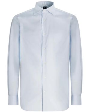 BOGGI Windsor-Collar Pinpoint Shirt - Blue